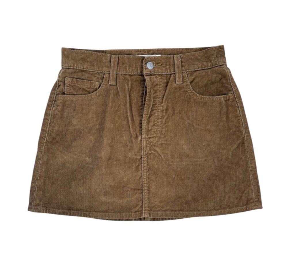 Levi's Women's Size 26 Brown Corduroy Button Fly Icon Mink Skirt Pockets Western